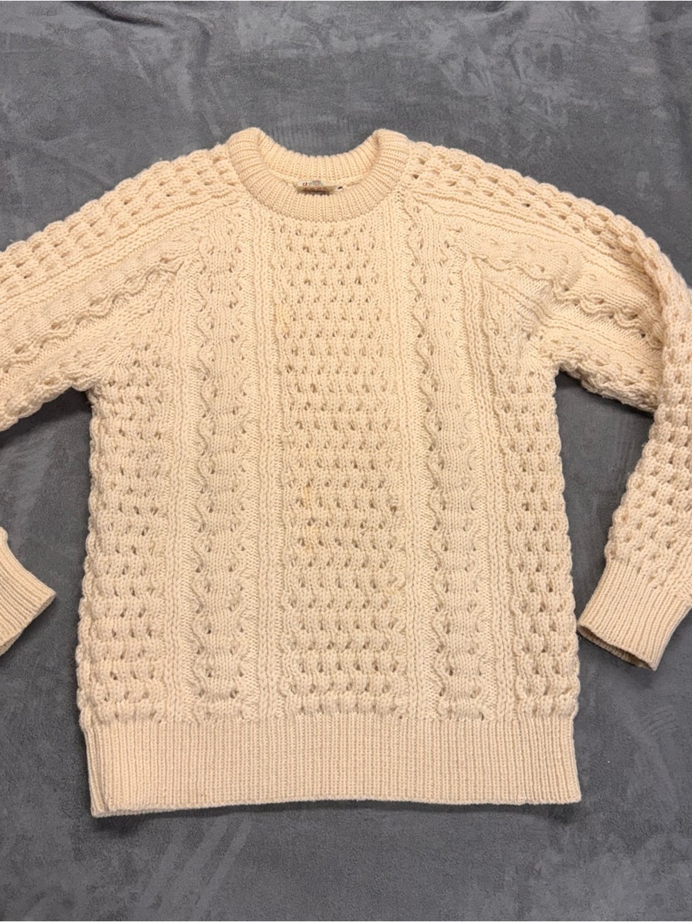 Women's 100% Irish Wool Cable-Knit Crewneck Sweater